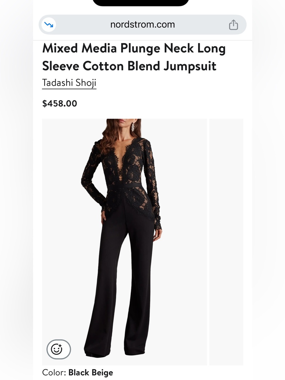 Tadashi Shoji Black Lace V-Neck Long-Sleeve Jumpsuit - Picture 8 of 10